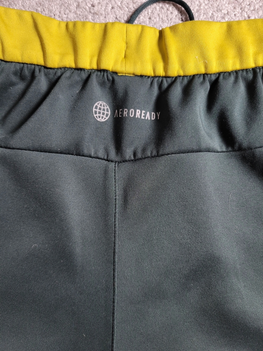 adidas Men’s Green Running Shorts with Yellow Waistband - Picture 8 of 10